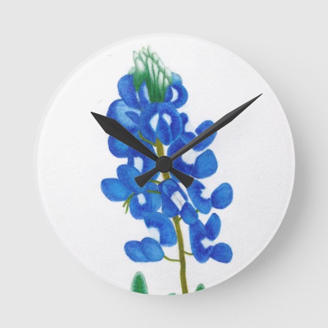 Texas Bluebonnet Wall Clock Rund Klocka (Framsida)
