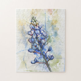 Texas Bluebonnet Watercolor Flower Puzzle Pussel