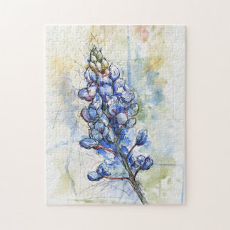Texas Bluebonnet Watercolor Flower Puzzle Pussel