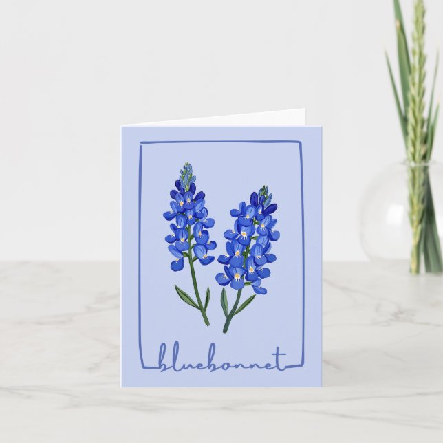 Texas Bluebonnet Watercolor Kort (Framsida)