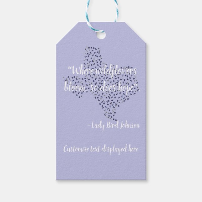Texas Bluebonnet Wildblommors budskap om hopp Presentetikett (Framsidan)