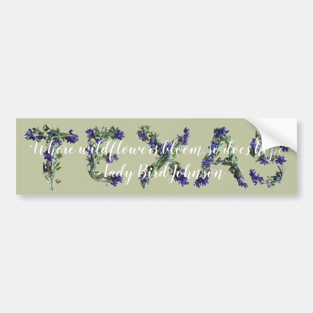 Texas Bluebonnet Wildblommws Förväntande citat Bildekal (Framsidan)