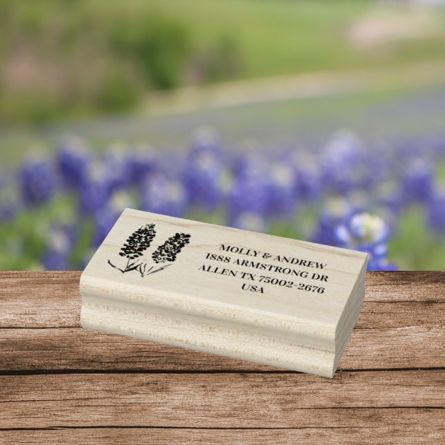 Texas Bluebonnets Blommigt Bröllop Returadress Stämpel (Skapare uppladdad)