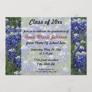 Texas Bluebonnets Fält Photo Studenten Inbjudningar