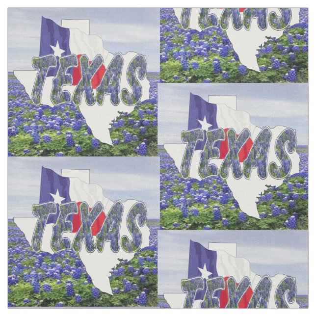 Texas Bluebonnets Flagga och Ligcape Fabric 4,5 tu Tyg (Provkarta)
