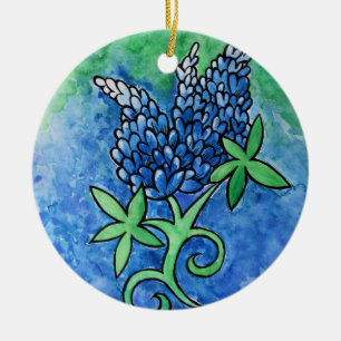 Texas Bluebonnets Julgransprydnad Keramik