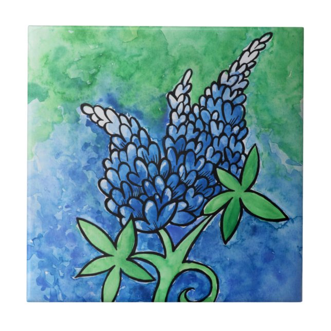 Texas Bluebonnets Kakelplatta (Framsidan)
