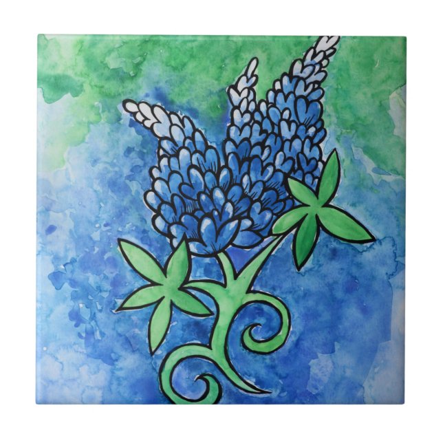 Texas Bluebonnets Kakelplatta (Framsidan)