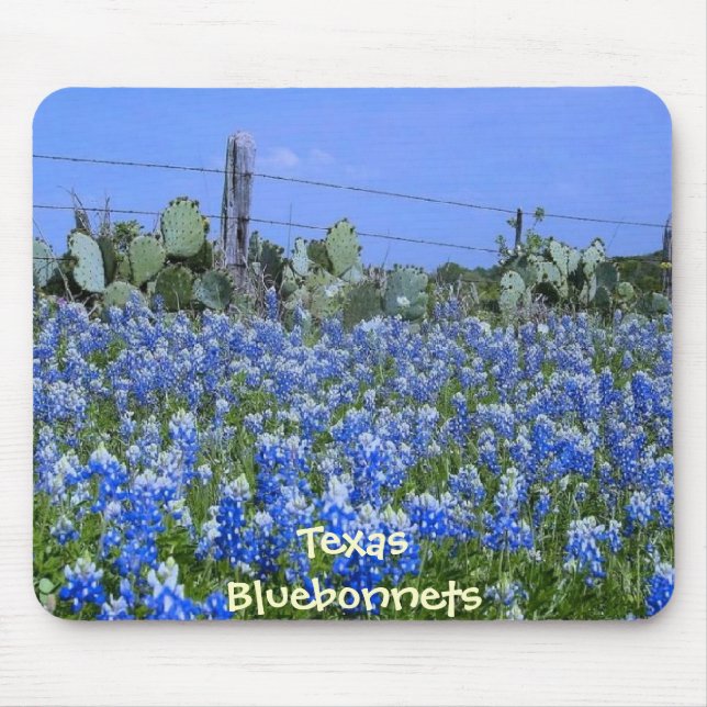 Texas Bluebonnets & kaktus på lantgården Mousepad Musmatta (Framsidan)
