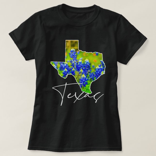 Texas Bluebonnets Konst i Texas T Shirt (Design framsida)