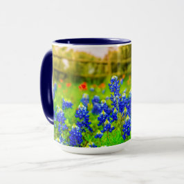 Texas Bluebonnets Land-stängslet Modern liggande Mugg