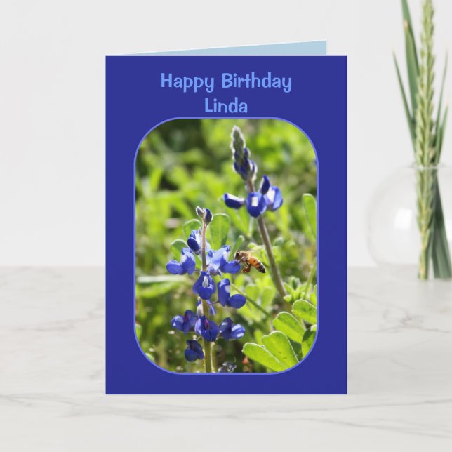 Texas Bluebonnets Linda Grattis på födelsedagen Bl Kort (Framsida)