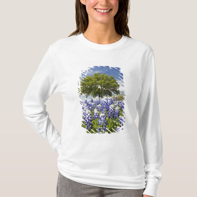 Texas bluebonnets(lupinus texensis) och ek t-shirt (Framsida)