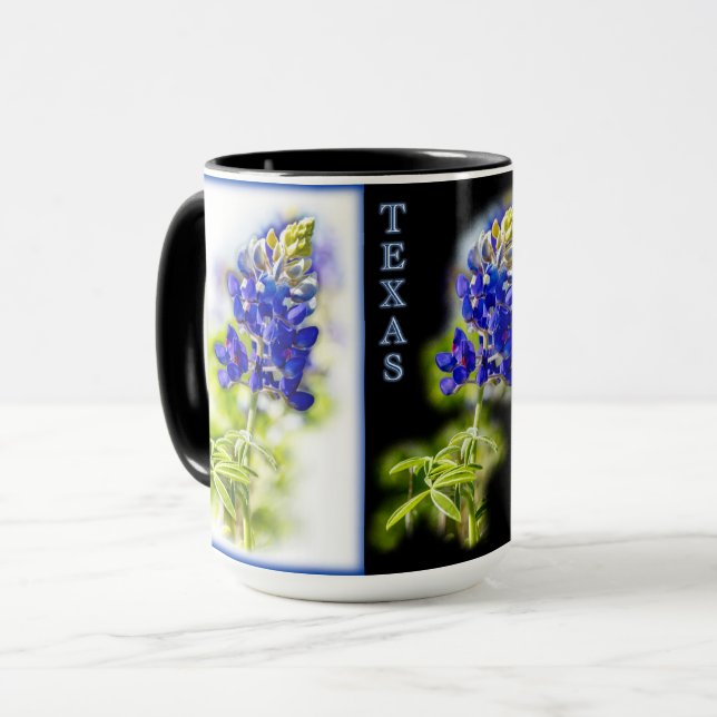 Texas Bluebonnets med svart, Mugg (Framsida vänster)