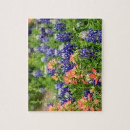 Texas Bluebonnets och Red Paintpenshes wildblommor Pussel
