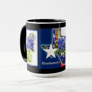 Texas Bluebonnets och State färg med svart, Mugg