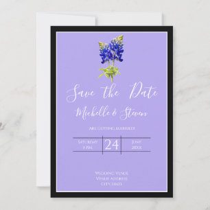 Texas Bluebonnets on Lavender Vår, Spara Date Inbjudningar
