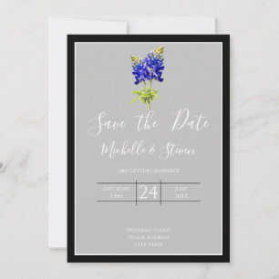 Texas Bluebonnets on Light Grått, Vår, Spara Date Inbjudningar