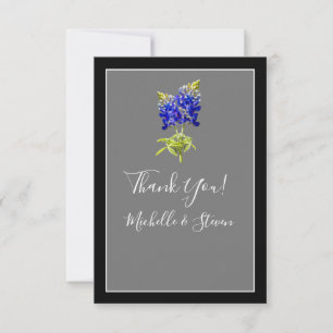 Texas Bluebonnets on Mörk Grått, Vår bröllop Tack Kort