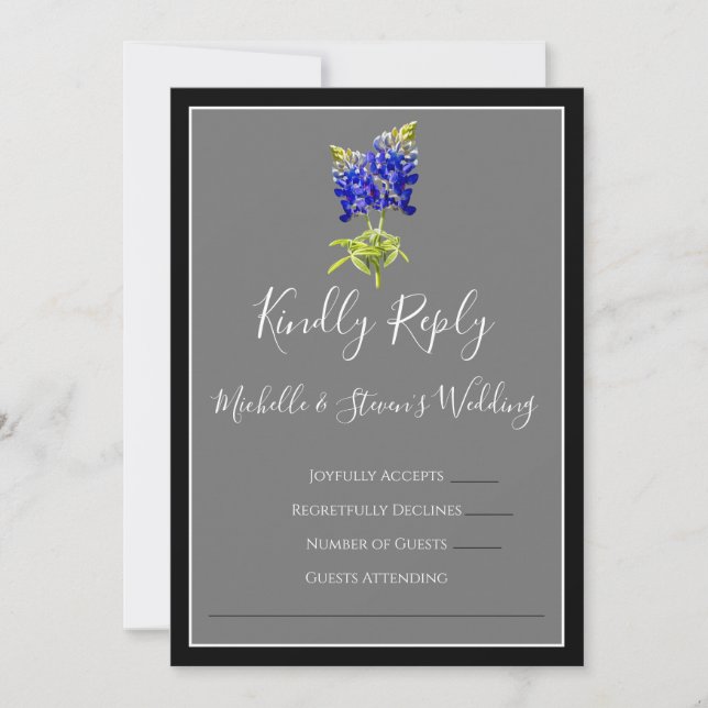 Texas Bluebonnets on Mörk Grått, Vår OSA Inbjudningar (Framsida)