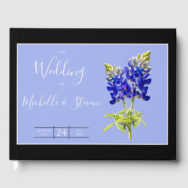 Texas Bluebonnets on Slate Blue, Vår bröllop Gästböcker (Framsida)