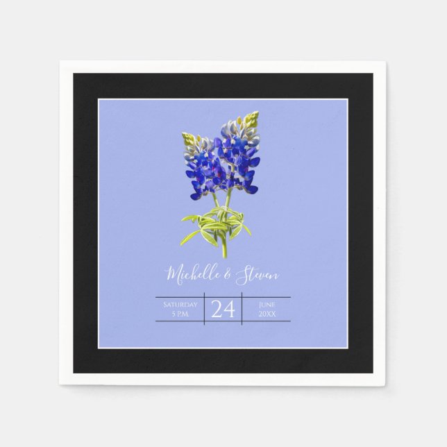 Texas Bluebonnets on Slate Blue, Vår bröllop Pappersservett (Framsidan)