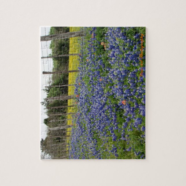 Texas Bluebonnets på burk konstfotografi Pussel (Vertikal)