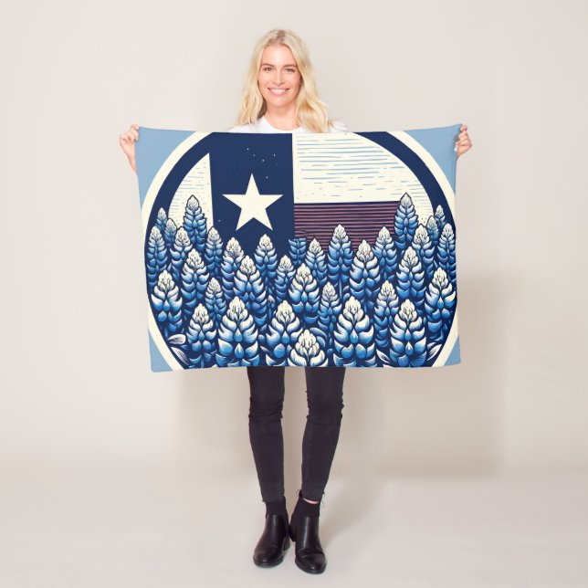 Texas Bluebonnets Statlig flagga Texan Pride Fleecefilt (På plats)