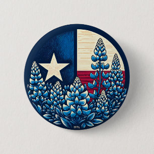 Texas Bluebonnets Statlig flagga Texan Pride Knapp