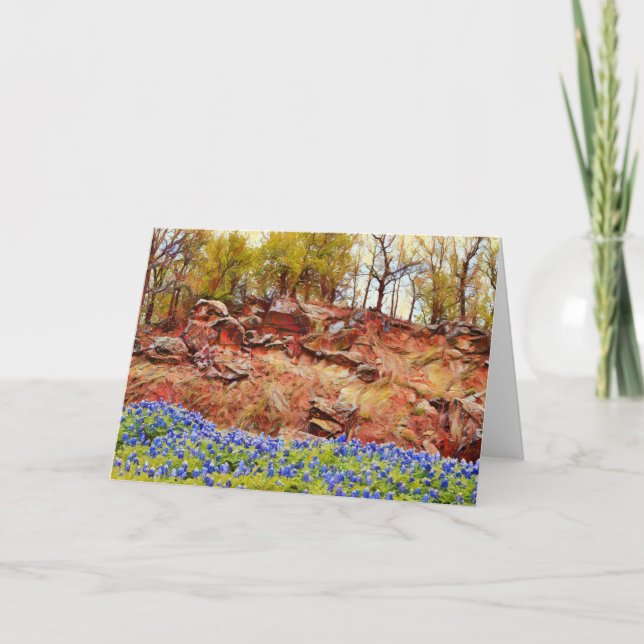 Texas Bluebonnets Wildblommor Art Note Card Kort (Framsida)