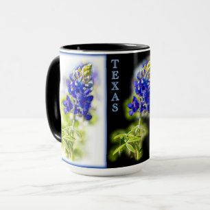 Texas Bluebonnets with black, Mugg