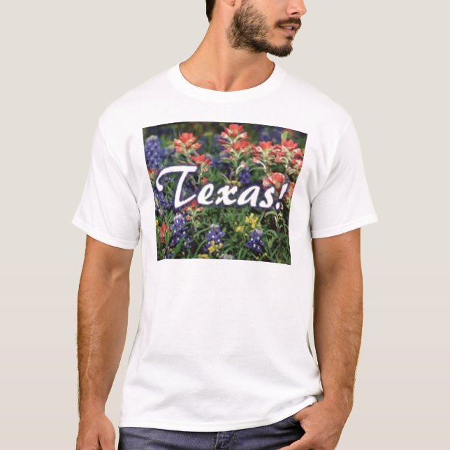 Texas BluebonnetsPaintbrushes T-shirt (Framsida)