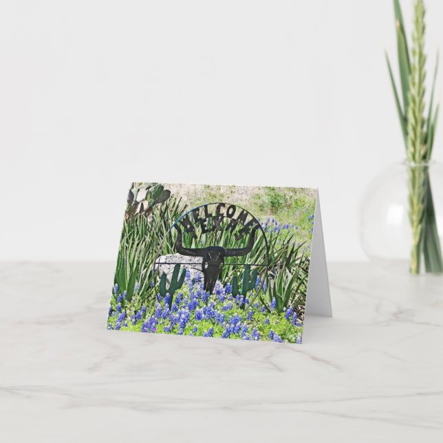 Texas Bluebonnetvälkomnande Kort (Framsida)
