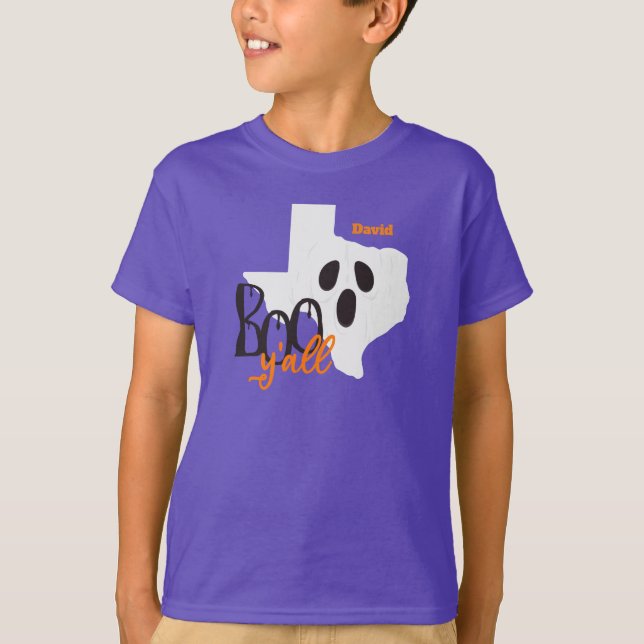 Texas Boo Y'all Halloween T Shirt (Framsida)