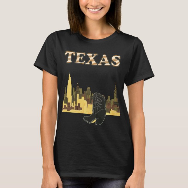 Texas Boots Skyline Gold Resa T-Shirt (Framsida)