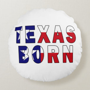 Texas Born Flagga Rund Kudde