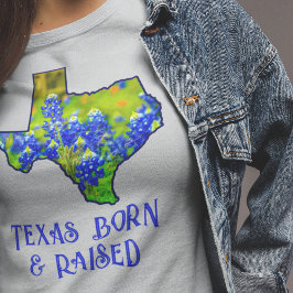 Texas Born Razed Bluebonnets State of Texas Grått T Shirt
