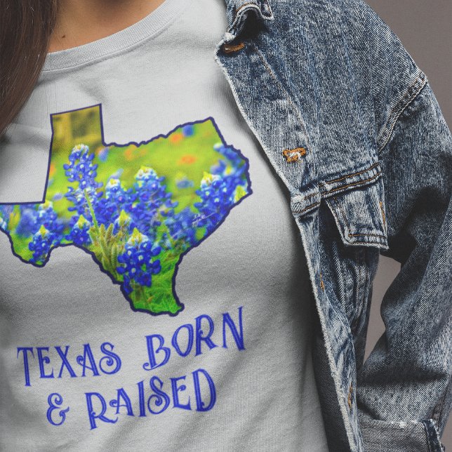 Texas Born Razed Bluebonnets State of Texas Grått T Shirt (Skapare uppladdad)