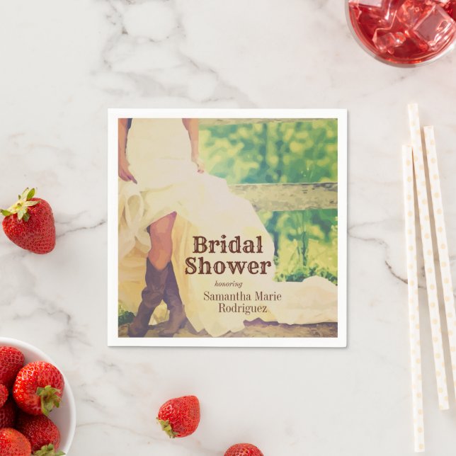 Texas Bride in Boots Möhippa Napkins Pappersservett (Insitu)