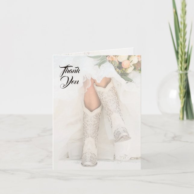 Texas Bride in Rhinestone Boots Möhippa Tack Kort (Framsida)