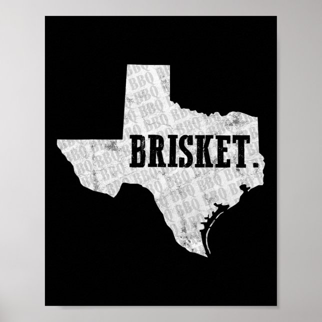 Texas Brisket BBQ och Pitmaster T-shirt  Poster (Framsidan)