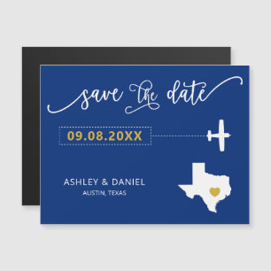 Texas Bröllop spara datum Card, Karta Magnetisk Inbjudningskort