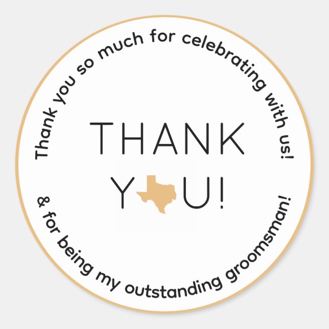 Texas Bröllopsfest Groomsman Gift Runt Klistermärke (Framsida)