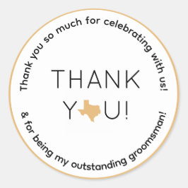 Texas Bröllopsfest Groomsman Gift Runt Klistermärke