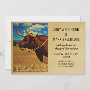 Texas Bröllopsinbjudan Vintage Land Western Inbjudningar