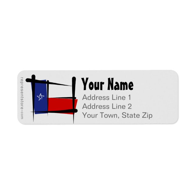 Texas Brush Flagga Returadress Etikett (Framsidan)