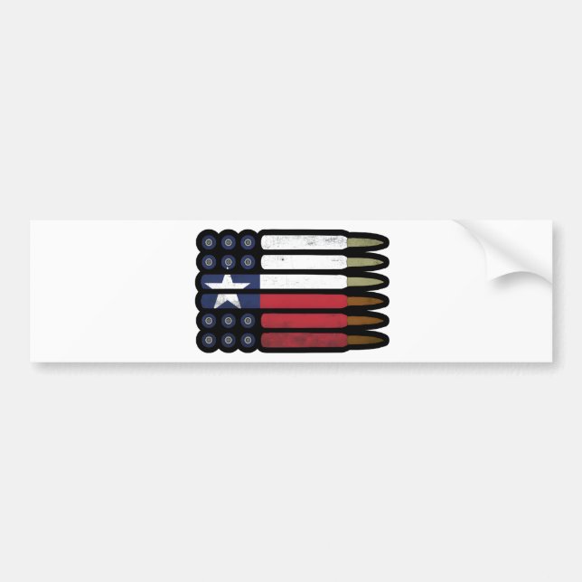 Texas Bullet Ammo Texan Statlig flagga Bumper Stic Bildekal (Framsidan)