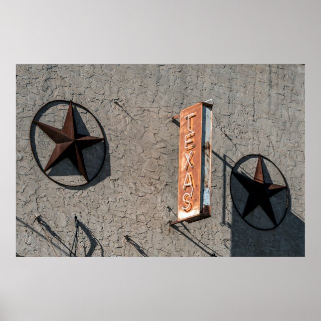 Texas, Byggnad Sign, Färg, Vintage Poster (Framsidan)