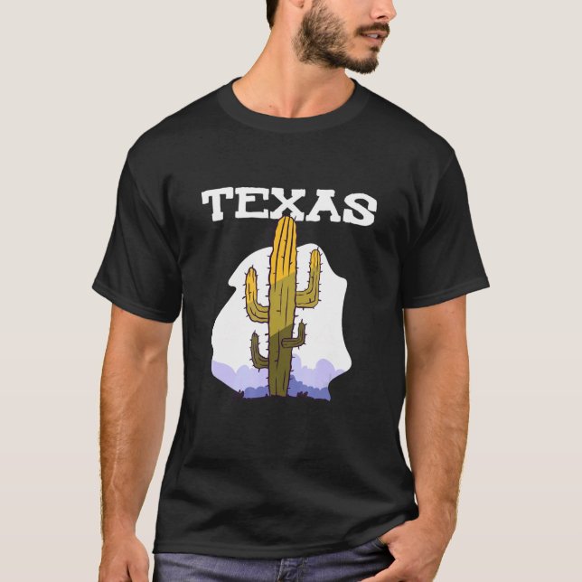 Texas Cactus Retro Land T Shirt (Framsida)