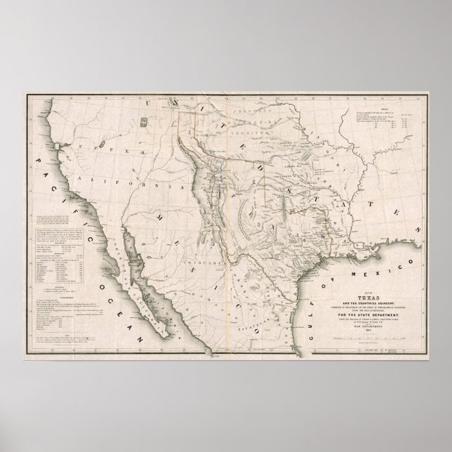 Texas California och Oregon, 1846 Poster (Framsidan)
